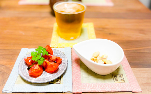 美心禅茶シリーズ畳コースター2枚セット（黄色・ピンク） 黄色・ピンク